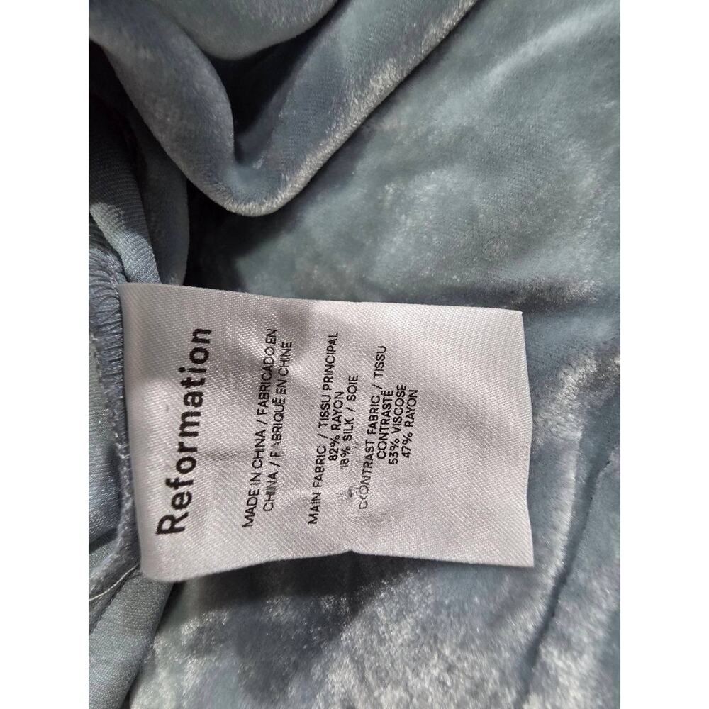 Reformation Crushed Velvet Blue babydoll Y2K Mini Slip Dress Small A009419 - Picture 6 of 11